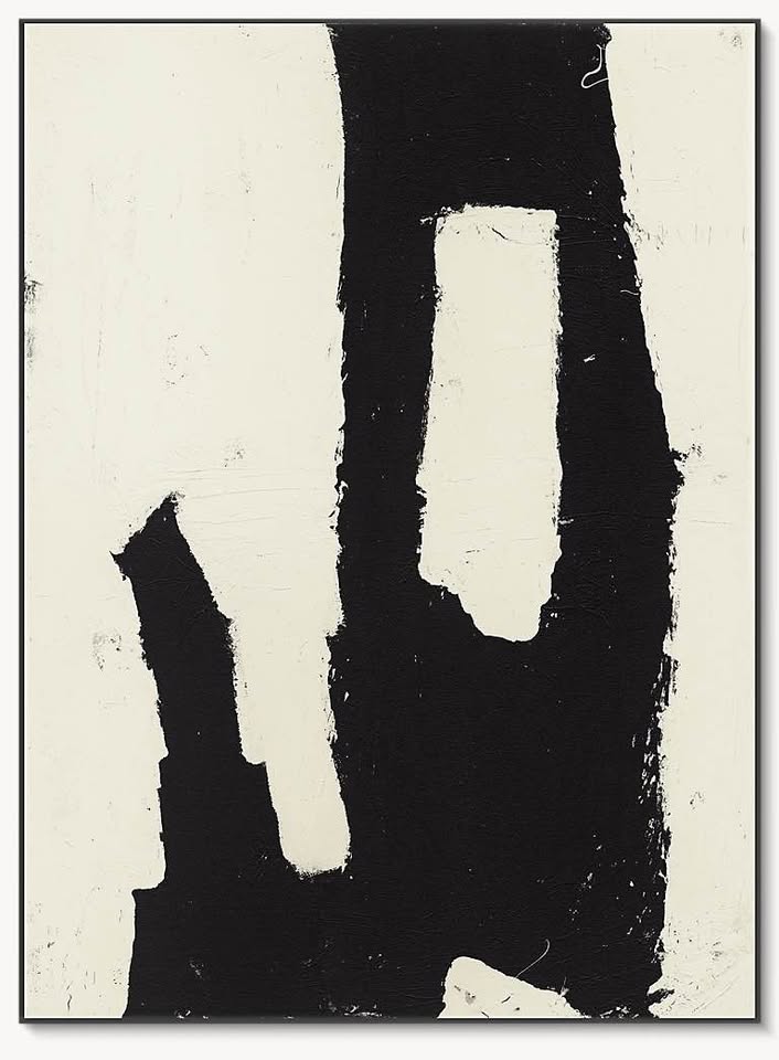 Black and white abstract minimalist painting