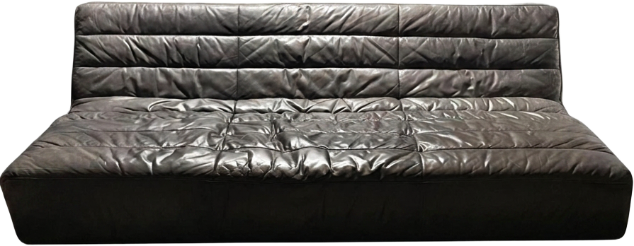 Gray Leather Tufted Sofa