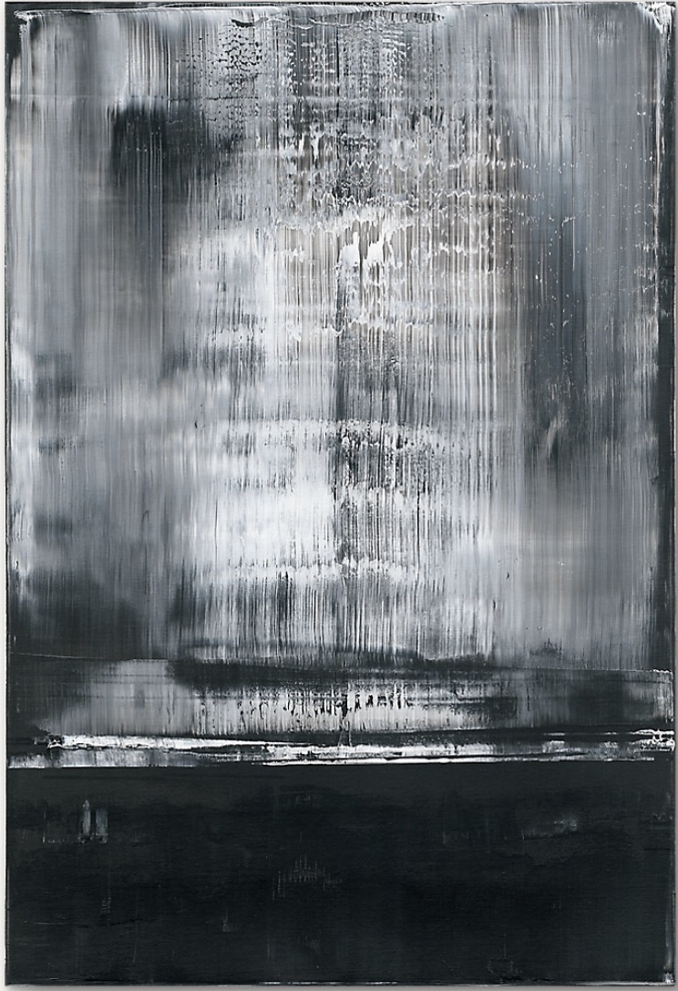 Koen Lybaert abstract painting in dark blue and grey
